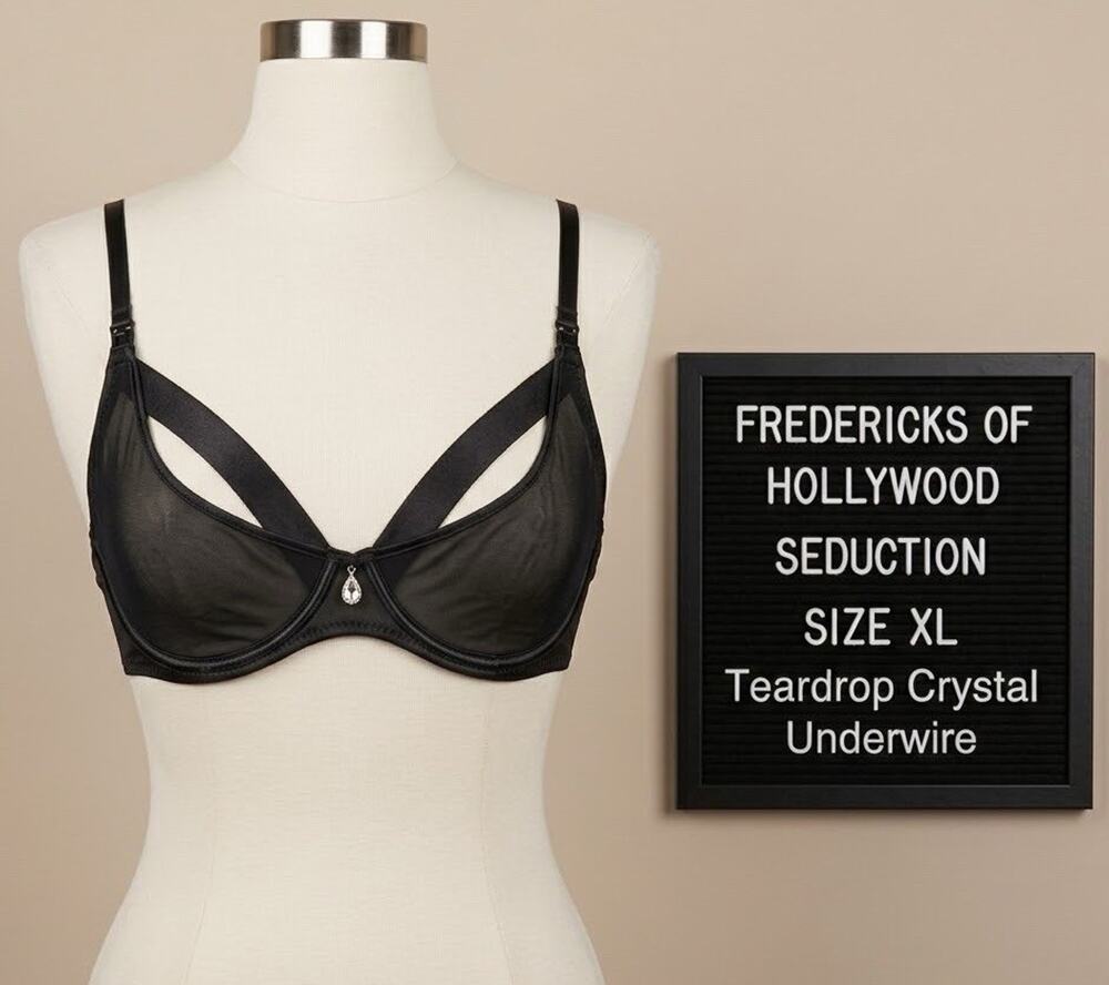 Fredericks of Hollywood XL Seduction Sheer Mesh U/W #3855 Black Cutout NWT